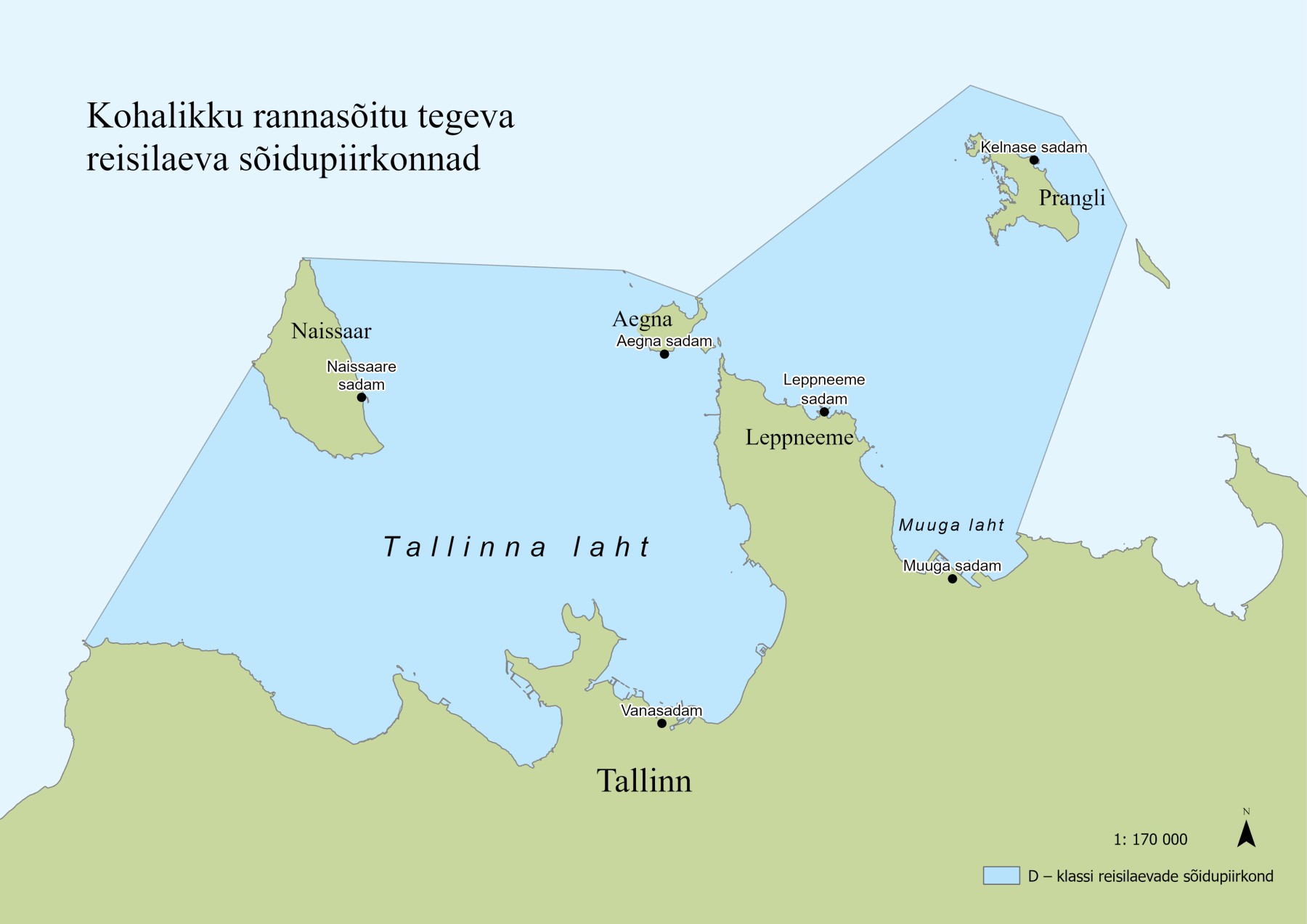 Reisilaevade sõidupiirkonnad Tallinna lähedal.